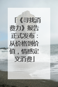 《寻找消费力》报告正式发布：从价格到价值，情感定义消费