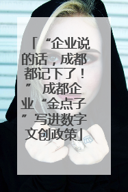 “企业说的话，成都都记下了！” 成都企业“金点子”写进数字文创政策