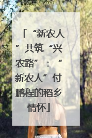 “新农人”共筑“兴农路”：“新农人”付鹏程的稻乡情怀