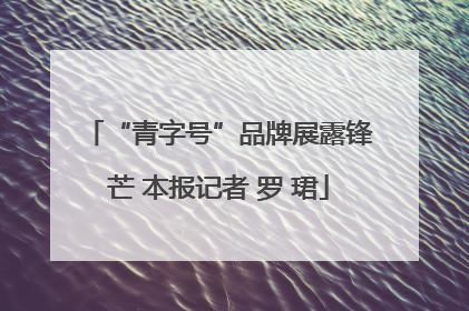 “青字号”品牌展露锋芒 本报记者 罗 珺