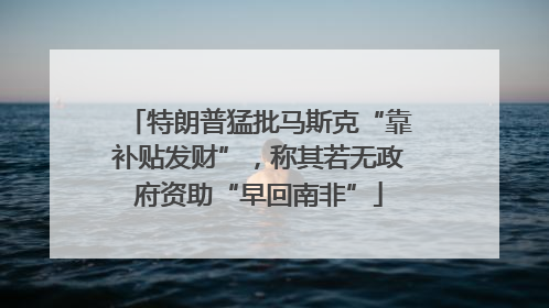 特朗普猛批马斯克“靠补贴发财”，称其若无政府资助“早回南非”