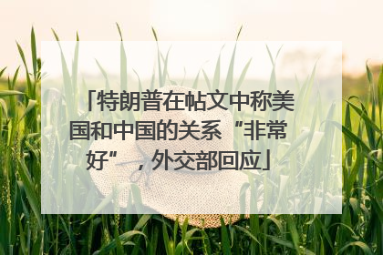 特朗普在帖文中称美国和中国的关系“非常好”，外交部回应