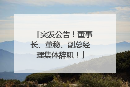 突发公告！董事长、董秘、副总经理集体辞职！