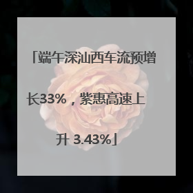 端午深汕西车流预增长33%，紫惠高速上升 3.43%