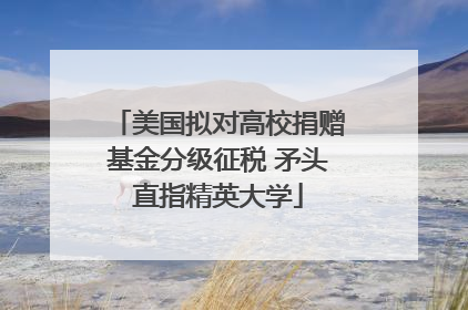 美国拟对高校捐赠基金分级征税 矛头直指精英大学