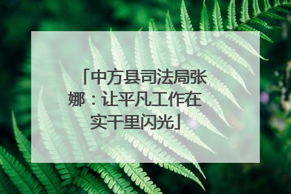 中方县司法局张娜：让平凡工作在实干里闪光