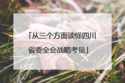 从三个方面读懂四川省委全会战略考量