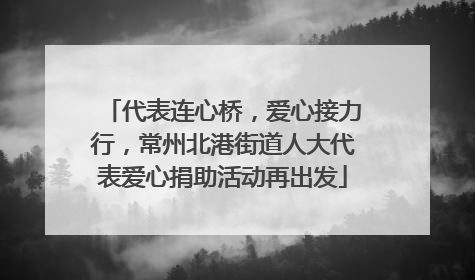代表连心桥，爱心接力行，常州北港街道人大代表爱心捐助活动再出发