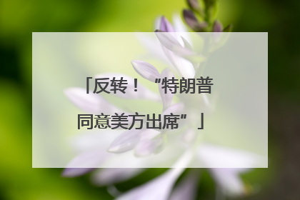 反转！“特朗普同意美方出席”