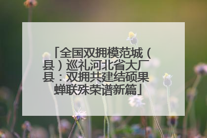 全国双拥模范城（县）巡礼河北省大厂县：双拥共建结硕果 蝉联殊荣谱新篇