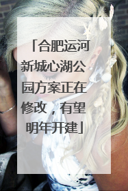 合肥运河新城心湖公园方案正在修改，有望明年开建