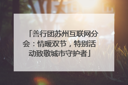 善行团苏州互联网分会：情暖双节，特别活动致敬城市守护者