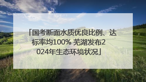 国考断面水质优良比例、达标率均100% 芜湖发布2024年生态环境状况
