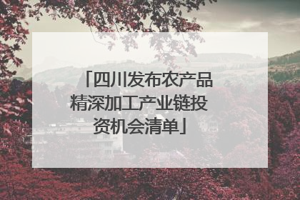 四川发布农产品精深加工产业链投资机会清单