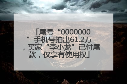 尾号“0000000”手机号拍出61.2万，买家“李小龙”已付尾款，仅享有使用权