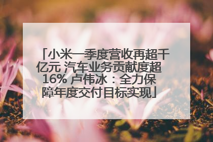 小米一季度营收再超千亿元 汽车业务贡献度超16% 卢伟冰：全力保障年度交付目标实现