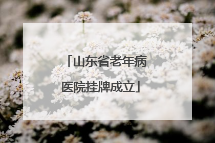 山东省老年病医院挂牌成立