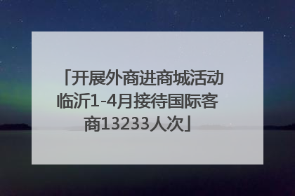 开展外商进商城活动 临沂1-4月接待国际客商13233人次