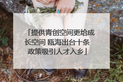 提供青创空间更给成长空间 瓯海出台十条政策吸引人才入乡