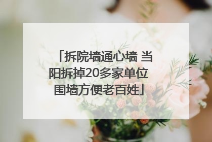 拆院墙通心墙 当阳拆掉20多家单位围墙方便老百姓