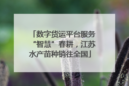 数字货运平台服务“智慧”春耕，江苏水产苗种销往全国
