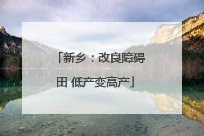 新乡：改良障碍田 低产变高产