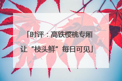 时评：高铁樱桃专厢 让“枝头鲜”每日可见
