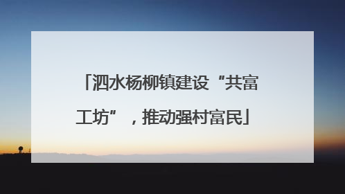 泗水杨柳镇建设“共富工坊”，推动强村富民