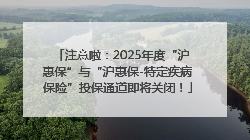 注意啦：2025年度“沪惠保”与“沪惠保-特定疾病保险”投保通道即将关闭！