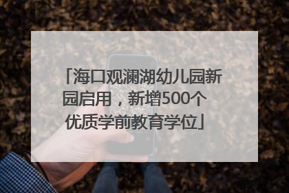 海口观澜湖幼儿园新园启用，新增500个优质学前教育学位