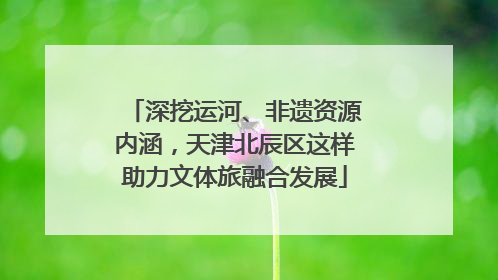 深挖运河、非遗资源内涵，天津北辰区这样助力文体旅融合发展