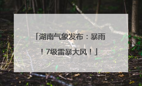 湖南气象发布：暴雨！7级雷暴大风！