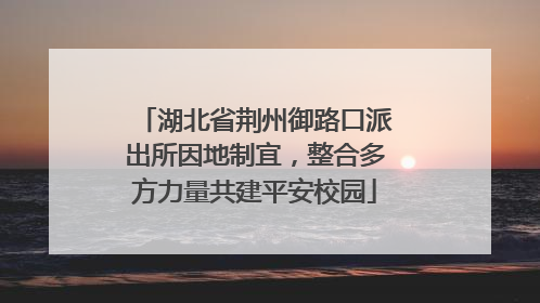 湖北省荆州御路口派出所因地制宜，整合多方力量共建平安校园
