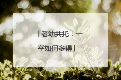 老幼共托：一举如何多得