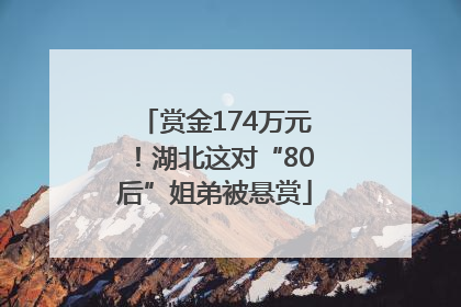 赏金174万元！湖北这对“80后”姐弟被悬赏