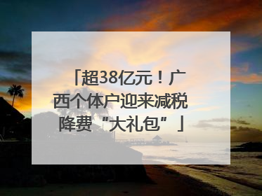 超38亿元！广西个体户迎来减税降费“大礼包”