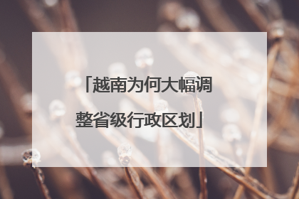 越南为何大幅调整省级行政区划