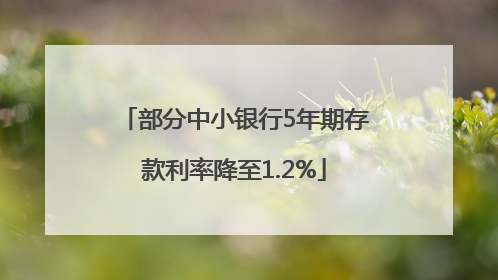 部分中小银行5年期存款利率降至1.2%