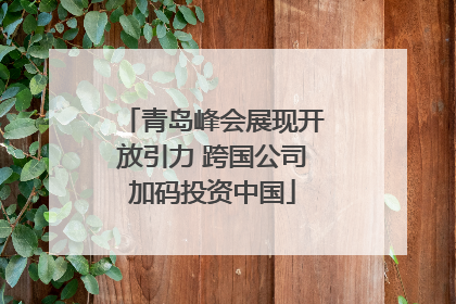 青岛峰会展现开放引力 跨国公司加码投资中国