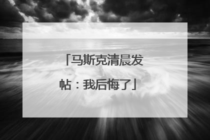 马斯克清晨发帖：我后悔了