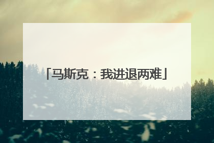 马斯克：我进退两难