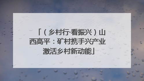 （乡村行·看振兴）山西高平：矿村携手兴产业 激活乡村新动能