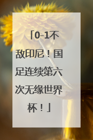 0-1不敌印尼！国足连续第六次无缘世界杯！