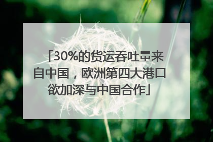 30%的货运吞吐量来自中国，欧洲第四大港口欲加深与中国合作