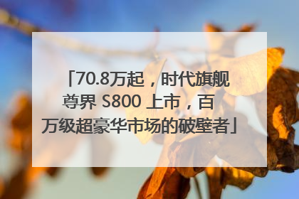70.8万起，时代旗舰尊界 S800 上市，百万级超豪华市场的破壁者